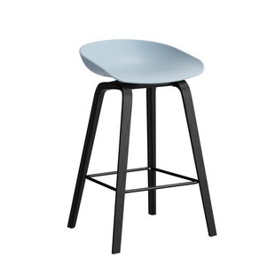 Hay AAS32 Barkruk 65cm Zwart Gelakt Eiken Onderstel Slate Blue