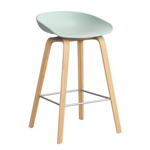 Hay AAS32 Barkruk 65cm Gelakt Eiken Onderstel Dusty Mint