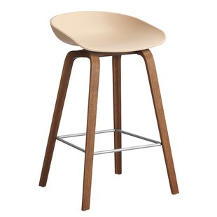 Hay AAS32 Barkruk 65cm Gelakt Walnoot Onderstel Pale Peach