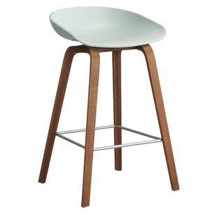 Hay AAS32 Barkruk 65cm Gelakt Walnoot Onderstel Dusty Mint