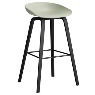 Hay AAS32 Barkruk 75cm Zwart Gelakt Eiken Onderstel Pastel Green