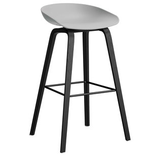 Hay AAS32 Barkruk 75cm Zwart Gelakt Eiken Onderstel Concrete Grey