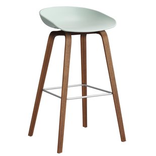 Hay AAS32 Barkruk 75cm Gelakt Walnoot Onderstel Dusty Mint