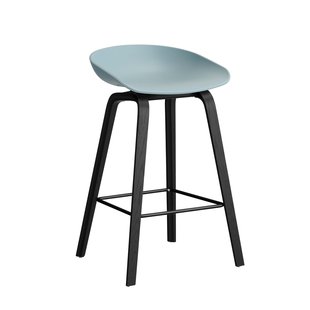 Hay AAS32 Barkruk 65cm Zwart Gelakt Eiken Onderstel Dusty Blue