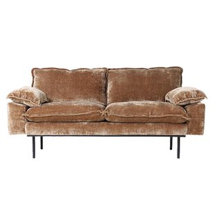 HKliving Retro Bank 2-zits Velvet Corduroy Aged Gold