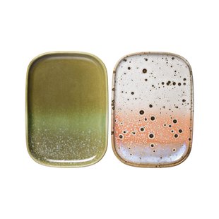 HKliving 70&#039;s Ceramic Schaaltje 14x10 Set Van 2 Atlas