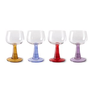 HKliving Swirl High Wijnglas Set Van 4