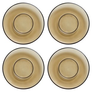 HKliving 70's Glassware Koffie Mok Onderzetter Set Van 4 Mud Brown