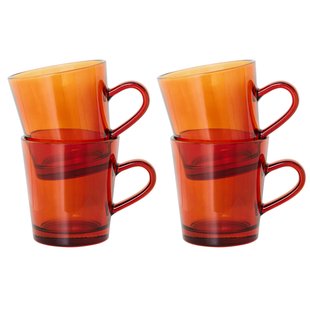 HKliving 70&#039;s Glassware Koffie Mok Set Van 4 Amber Brown