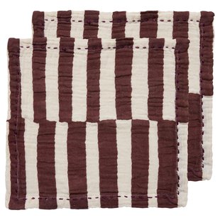 HKliving Cotton Servet Set Van 2 Striped Burgundy HKliving Cotton Servet Set Van 2 Striped Burgundy