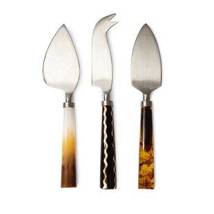 HKliving Kaasmesjes Bestek Set Van 3 Havana