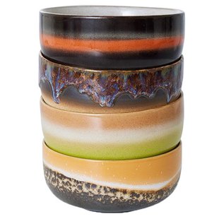 HKliving 70&#039;s Ceramic Dessert Schaal Set Van 4 Humus