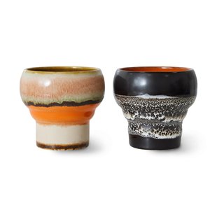 HKliving 70&#039;s Ceramic Lungo Koffie Mok Set Van 2 Basalt