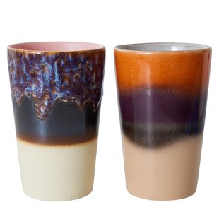 HKliving 70&#039;s Ceramic Thee Mokken Set Van 2 Dusk