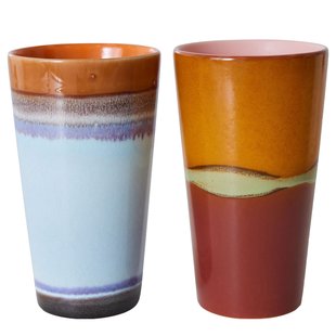 HKliving 70&#039;s Ceramic Latte Mok Kopjes Set Van 2 Clash