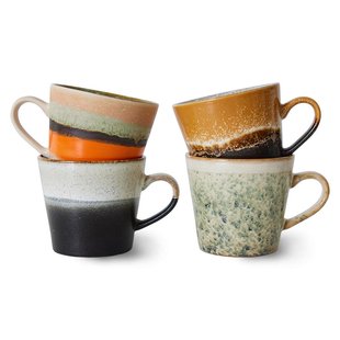HKliving 70&#039;s Ceramic Cappuccino Mok Set Van 4 Verve