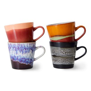 HKliving 70&#039;s Ceramic Americano Mok Set Van 4 Friction