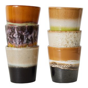 HKliving 70&#039;s Ceramic Koffiemok Set Van 6 Soil