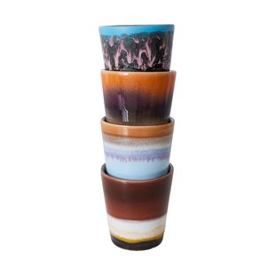 HKliving 70's Ceramic Ristretto Mok Kopjes Set Van 4 Solar HKliving 70's Ceramic Ristretto Mok Kopjes Set Van 4 Solar