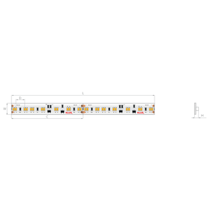 Klus LED strip - 1cm breed, 500cm lengte - 24Vdc - dim to warm - 9,6W LED per meter - 224 LEDs per meter - IP20 - 1800-3000K