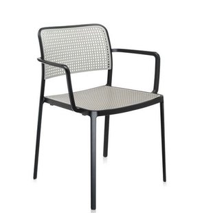 Kartell Audrey Tuinstoel Met Armleuningen Grijs Met Zwart Frame