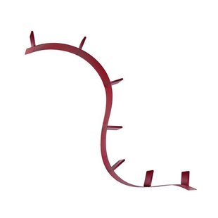 Kartell Bookworm Wandplank 7 Boeksteunen Wijnrood Doorzichtig