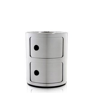 Kartell Componibili Kast Nachtkast Metallic (2 Comp.)&Oslash;32 Chroom