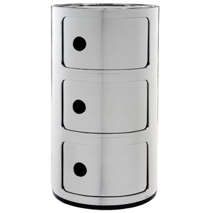 Kartell Componibili Nachtkast Metallic (3 Comp.)&Oslash;32 Chroom