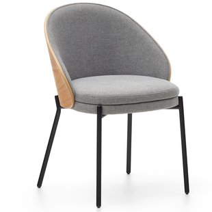 Kave Home Eamy Eetkamerstoel Lichtgrijs Naturel Hout