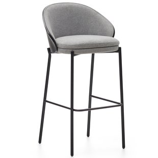 Kave Home Eamy Barkruk H77 Lichtgrijs,zwart Hout