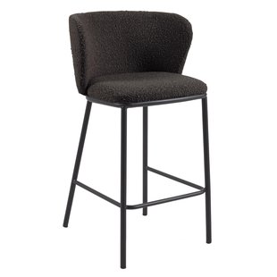 Kave Home Ciselia Barkruk 65 Schapenvacht Zwart