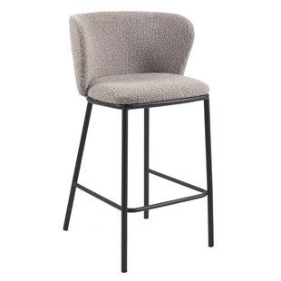 Kave Home Ciselia Barkruk 65 Schapenvacht Lichtgrijs Kave Home Ciselia Barkruk 65 Schapenvacht Lichtgrijs