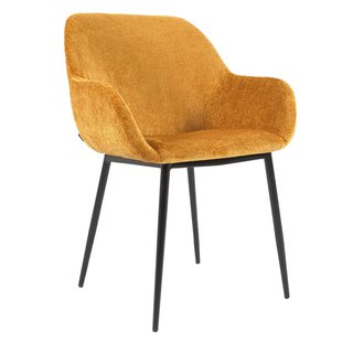 Kave Home Konna Eetkamerstoel Met Stalen Onderstel Mustard Chenille Kave Home Konna Eetkamerstoel Met Stalen Onderstel Mustard Chenille