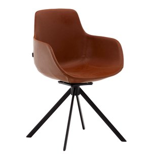 Kave Home Tissiana Draai Eetkamerstoel Brown Leder