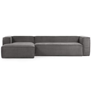 Kave Home Blok 4-zits Bank Met Chaise Longue Links Grey Corduroy