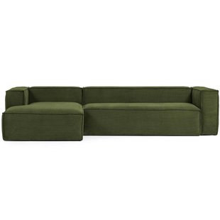 Kave Home Blok 4-zits Bank Met Chaise Longue Links Green Corduroy