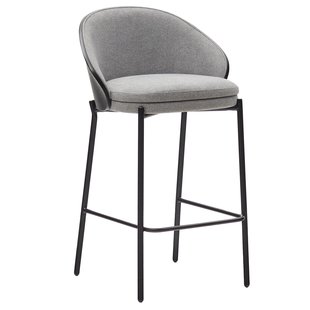 Kave Home Eamy Barkruk H65 Lichtgrijs,Zwart Hout