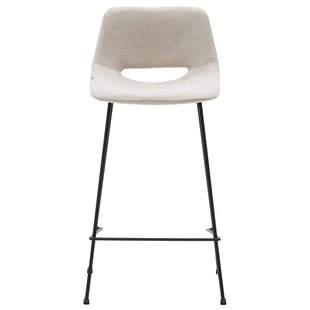 Kave Home Zahara Barkruk H76 Zwart Onderstel Beige