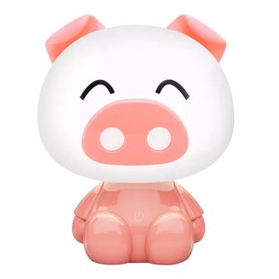 Zuma Line Animals Biggetje - tafellamp - 19,5 x 25,5 cm - 3W dimbare LED incl. - roze