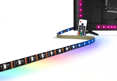 Century Italia Kit-Striscia - LED-strip met USB aansluiting voor tv - 0,2cm breed - 300cm lengte - 5V - dimbaar met afstandsbediening - 1,5W LED per meter - 30 LEDs per meter - IP20 - RGB