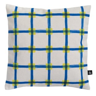 &amp;klevering Clash Kussen 40x40 Geel/blauw