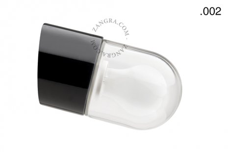 Zangra - wand/plafondverlichting - ⌀ 8,5 x 5,5 cm - IP54 - transparant glas - zwart
