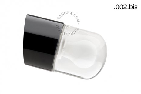 Zangra - wand/plafondverlichting - ⌀ 8,5 x 5,5 cm - IP54 - transparant glas bis - zwart