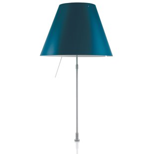 Luceplan Costanza Tafellamp Telescopisch Schakelaar En Schroef Aluminium/Petroleum Blue Luceplan Costanza Tafellamp Telescopisch Schakelaar En Schroef Aluminium/Petroleum Blue
