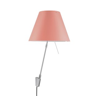 Luceplan Costanza Wandlamp Telescopisch Met Dimmer Aluminium Body Kap Edgy Pink
