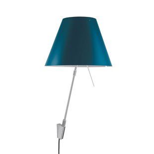 Luceplan Costanza Wandlamp Telescopisch Met Dimmer Aluminium Body Kap Petroleum Blue