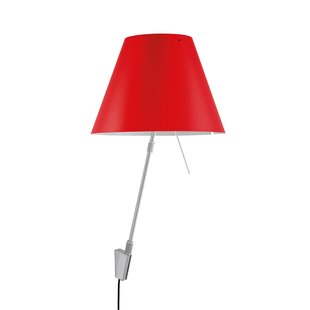 Luceplan Costanza Wandlamp Telescopisch Met Dimmer Aluminium Body Kap Primary Red Luceplan Costanza Wandlamp Telescopisch Met Dimmer Aluminium Body Kap Primary Red