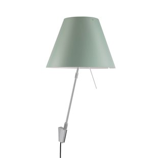 Luceplan Costanza Wandlamp Telescopisch Met Dimmer Aluminium Body Kap Comfort Green