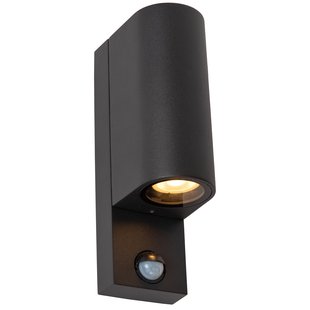 Lucide Zaro 2 Wandlamp Buiten Met Sensor IP65 Rond Zwart