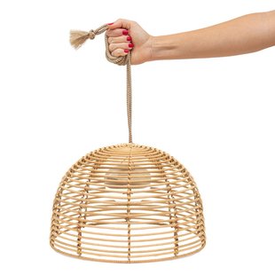 New Garden Bossa - buiten hanglamp met oplaadbare lichtbron en afstandsbediening - - Ø 35 x 300 cm - 9W LED incl. - IP54 - rotan